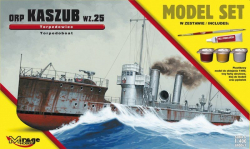 Plastový model Mirage ORP 'KASZUB' 1935 Poľská torpédová loď set s farbami