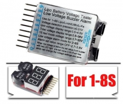 Tester z alarmom pre LiPo batérie 1-8S, GPX Extreme