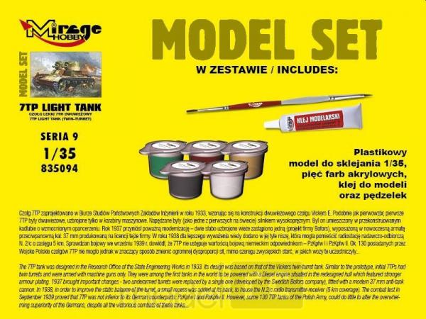 Plastový model na lepenie MIRAGE 7TP poľský ľahký dvojhlavňový tank