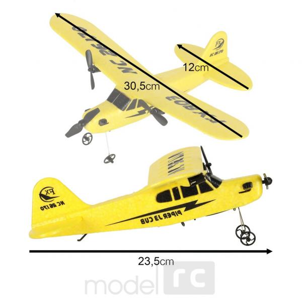 RC lietadlo na diaľkové ovládanie PIPER J-3 CUP FX803 žlté