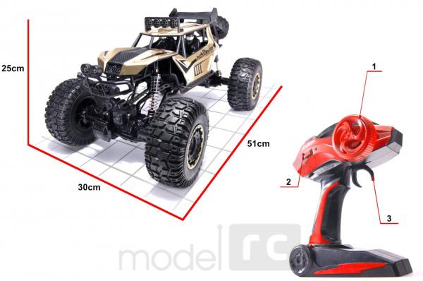 RC Rock Crawler na diaľkové ovládanie 1:8 4WD 51cm - Gold