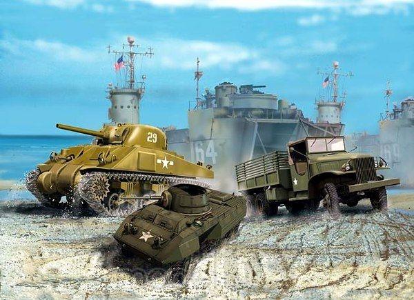 Plastikový model Revell US Army vehicles WWII (6 vozidlá) 1/144, 03350