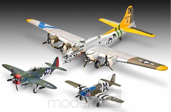 Plastový model Revell US Legends 8th AF B-17G, P-51B, P-47D Gift-set 1/72, 05794
