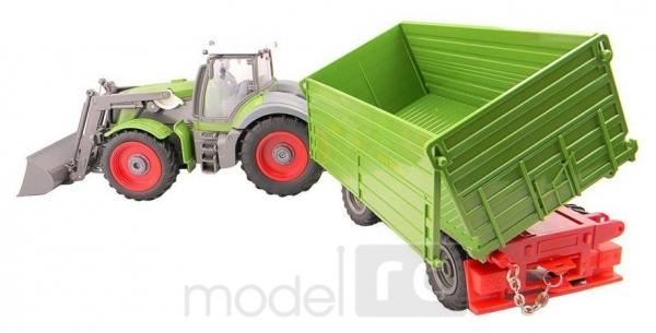 RC hračka Traktor s lyžicou a vyklápacou vlečkou Farm Tractor 1:28