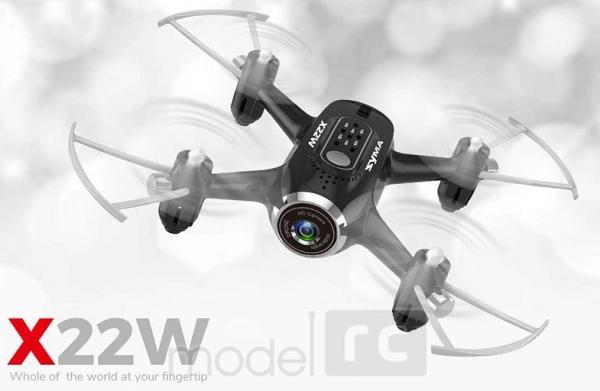 RC dron Syma X22W, FPV WiFi kamera, 2.4GHz, auto-start, funkcia zavesenia, čierny