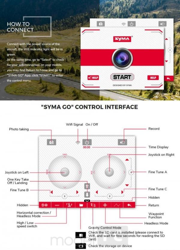RC dron Syma X15W, FPV WiFi kamera, 2.4GHz, auto-start, funkcia zavesenia, čierný