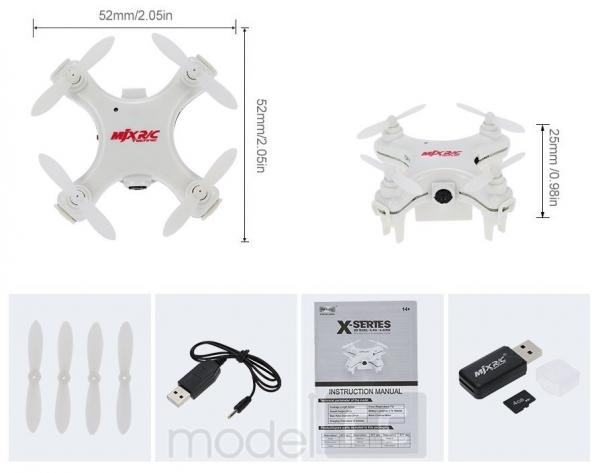 RC mini dron MJX X905C, HD Camera + SD 4GB, 2.4GHz, bielý