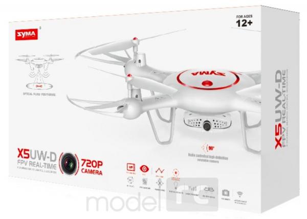 RC kvadrokoptéra Syma X5UW-D, FPV 720p kamera WiFi, diaľkovo otáčacia kamera, biela