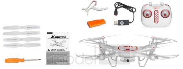 RC kvadrokoptéra Syma X5UW-D, FPV 720p kamera WiFi, diaľkovo otáčacia kamera, biela