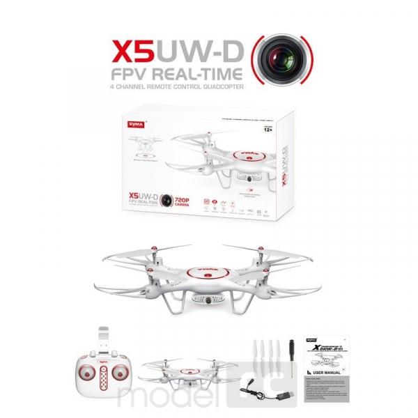 RC kvadrokoptéra Syma X5UW-D, FPV 720p kamera WiFi, diaľkovo otáčacia kamera, biela